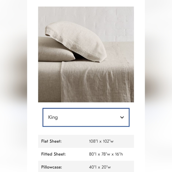 West Elm European Flax Linen Sheet Set Frost Gray, Size King, Retail $309.00US - Picture 15 of 16